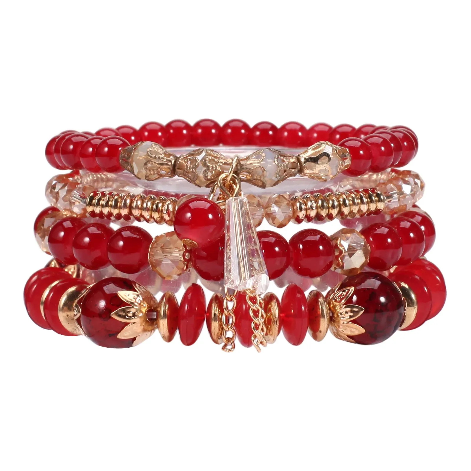 Multilayered Stackable Bead Bracelets for Women's