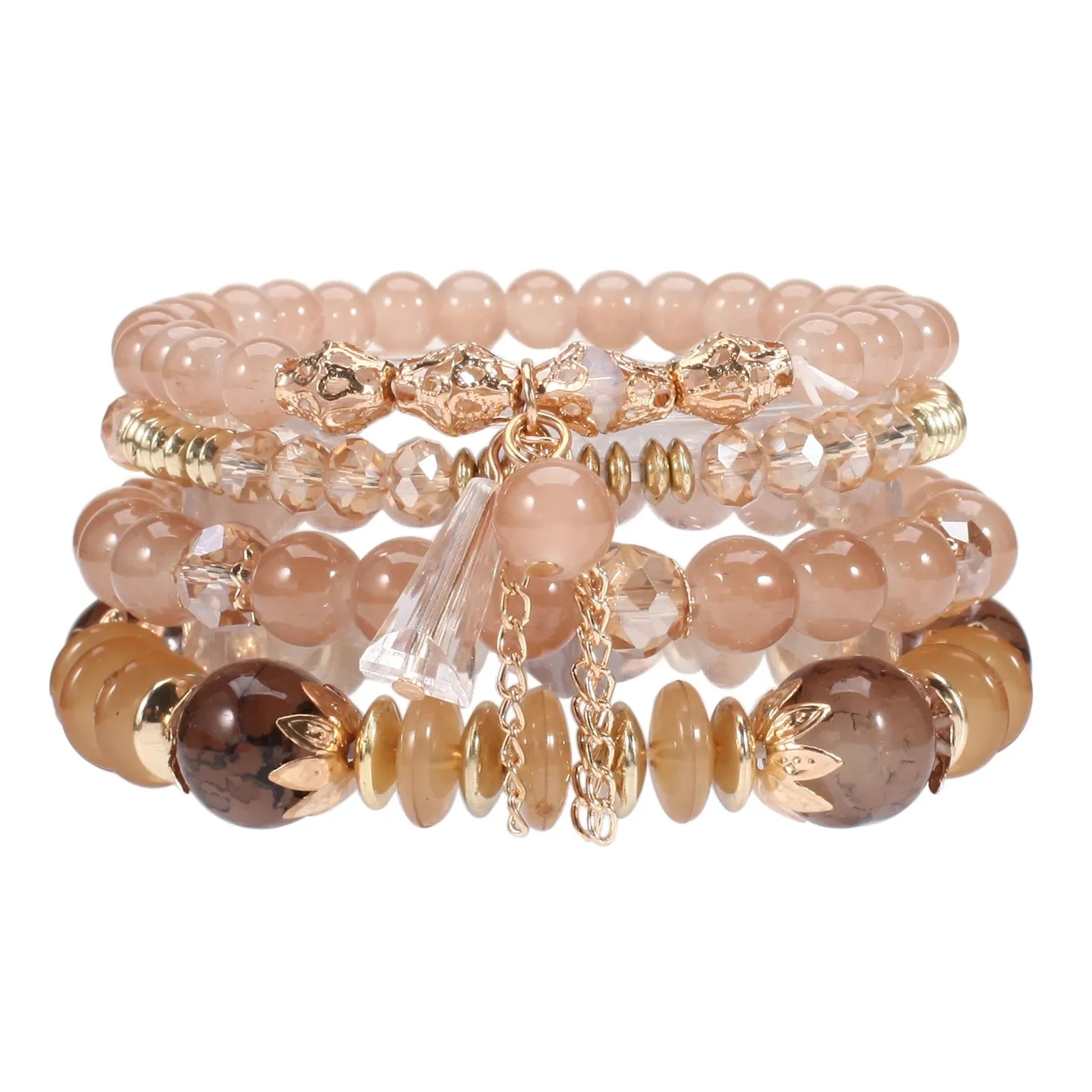 Multilayered Stackable Bead Bracelets for Women's
