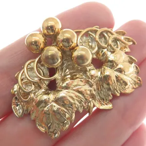 NAPIER 925 Sterling Silver Gold Plated Vintage Grape Leaf Pin Brooch