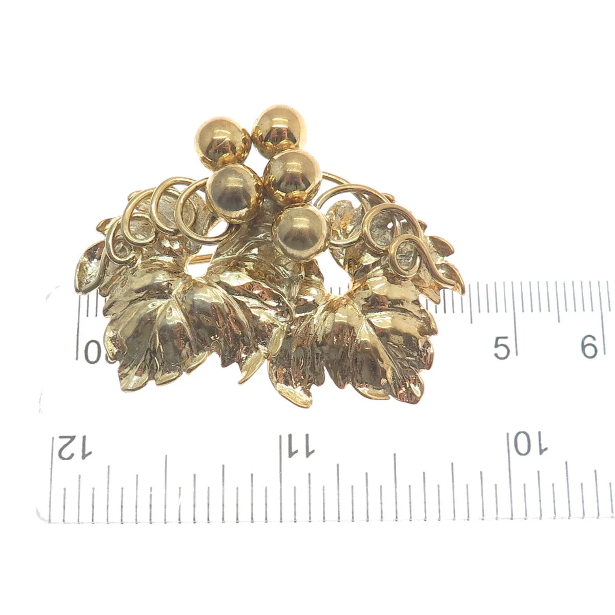 NAPIER 925 Sterling Silver Gold Plated Vintage Grape Leaf Pin Brooch