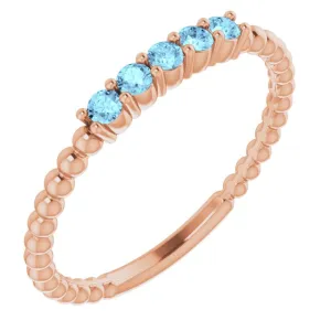Natural Aquamarine Stackable Ring