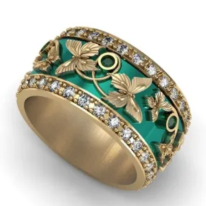 Natural Gemstone Butterfly Ring Women Exquisite White Sapphire Wedding Jewelry