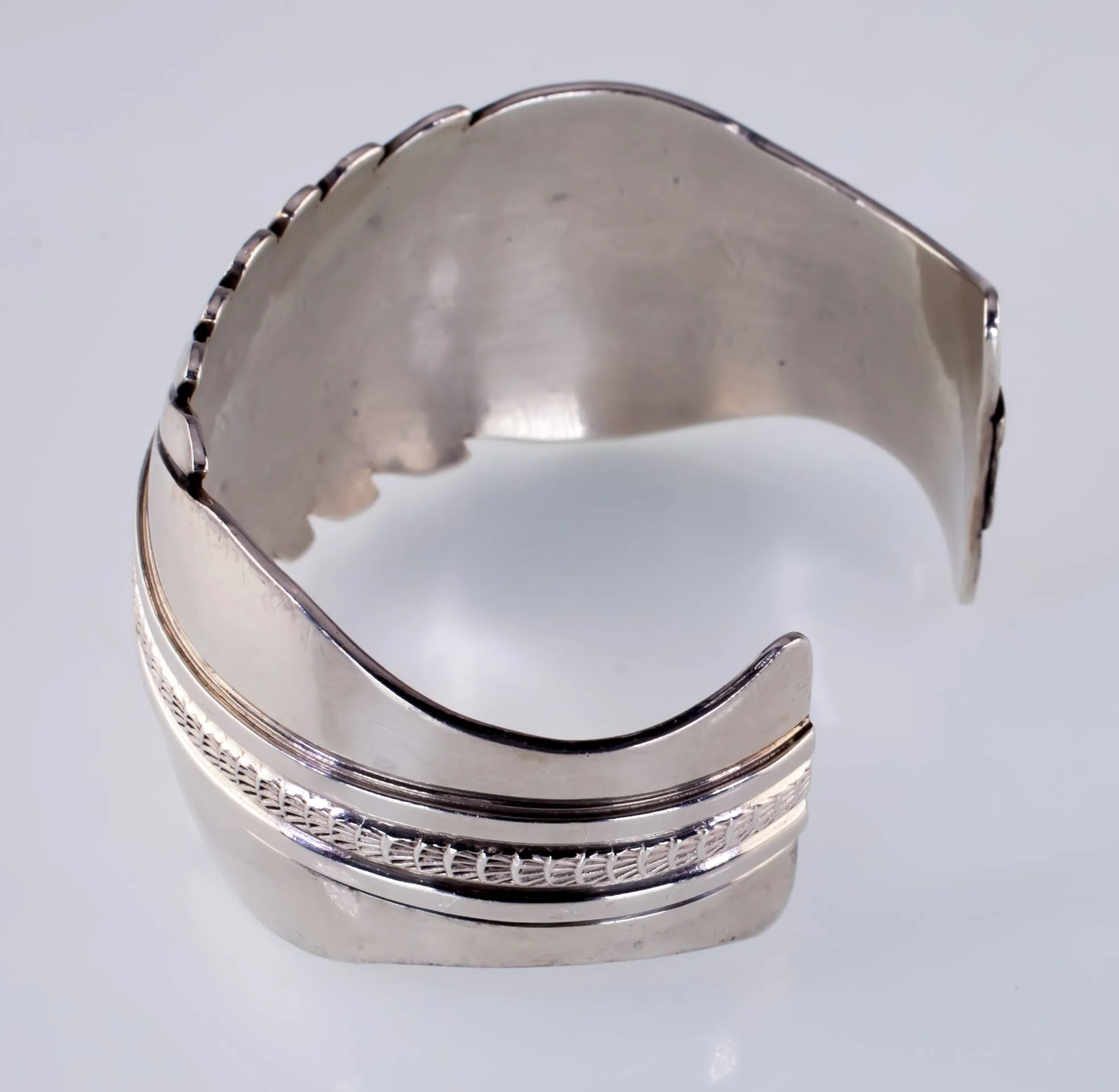 Navajo Lester Craig Stamp Tooled Design Sterling Silver Cuff Bracelet