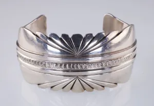 Navajo Lester Craig Stamp Tooled Design Sterling Silver Cuff Bracelet