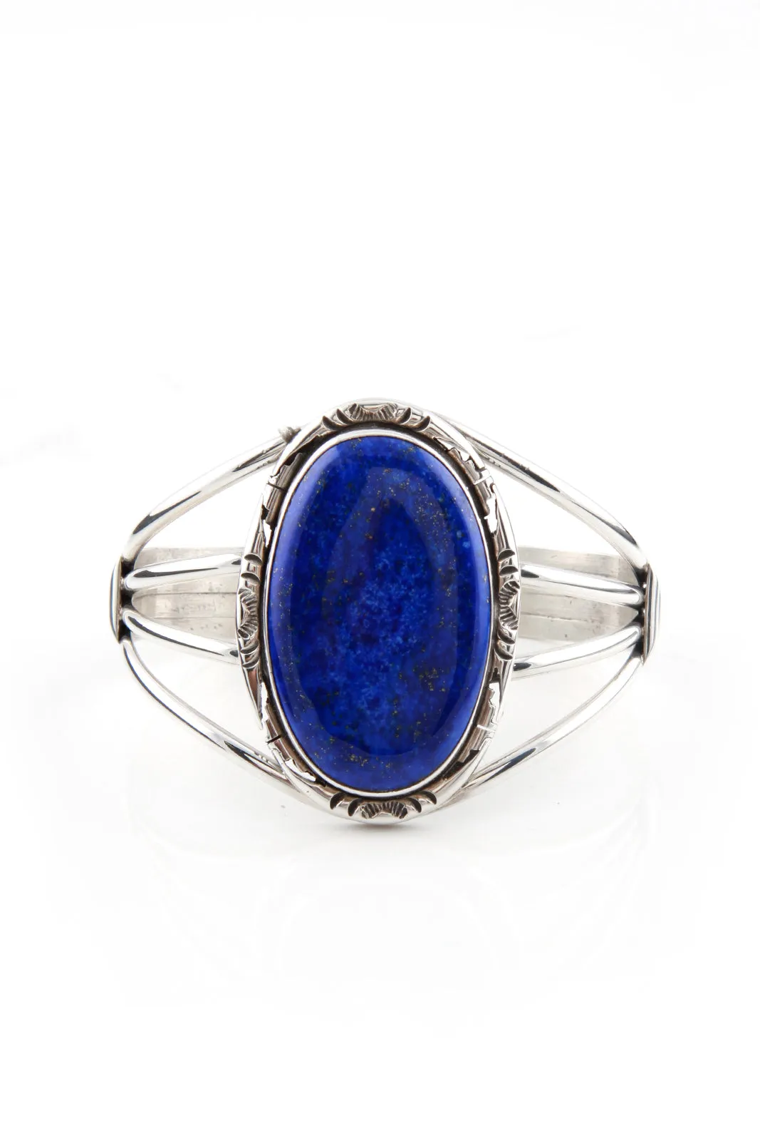 Navajo Ted Secatero Sterling Silver Lapis Lazuli Cuff Bracelet