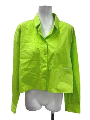Neon Green Cropped Button Shirt