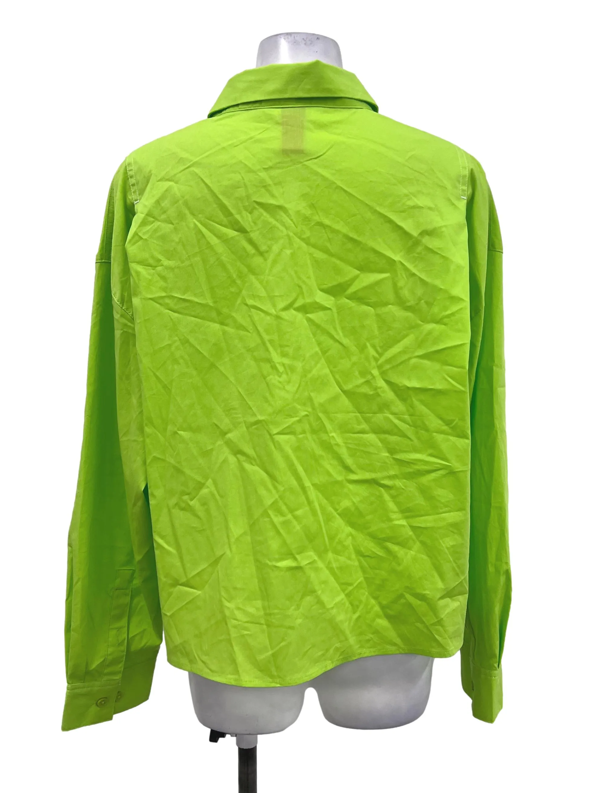 Neon Green Cropped Button Shirt