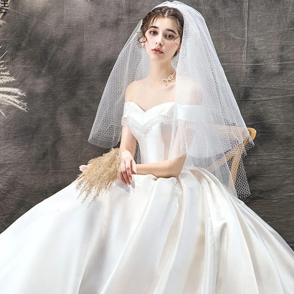 New Arrive Beading Short Sleeve Sweetheart Neck Lace Up Simple A-line Wedding Dresses