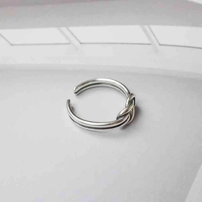 New Fashion Women&Man 925 Sterling Silver Ring Open Cuff with Knot Adjustable Ring Best Gifts For Girls