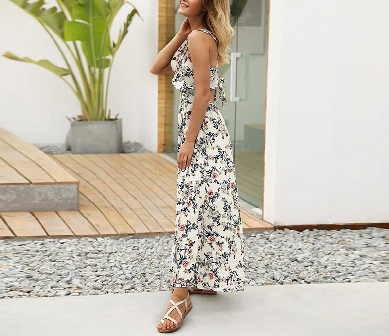 New Sexy Long Skirt Halter Print Dress