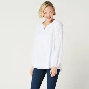 NWT Isaac Mizrahi Live! Women's Clip Dot Blouse With Ladder Lace Detail 2