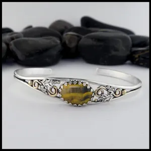 Oak Leaf Cuff Bracelet with Bumblebee Jasper