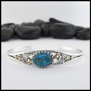 Oak Leaf Cuff Bracelet with Turquoise