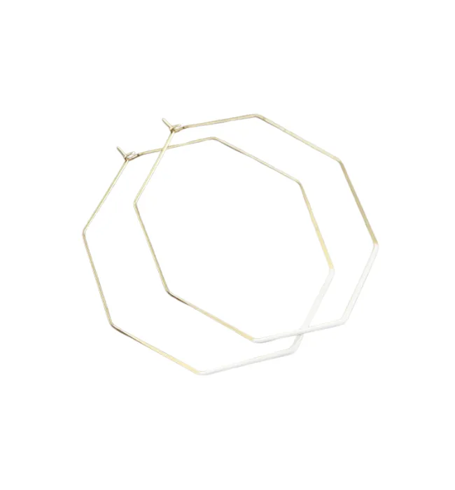 Octagon Metal Hoop Earrings
