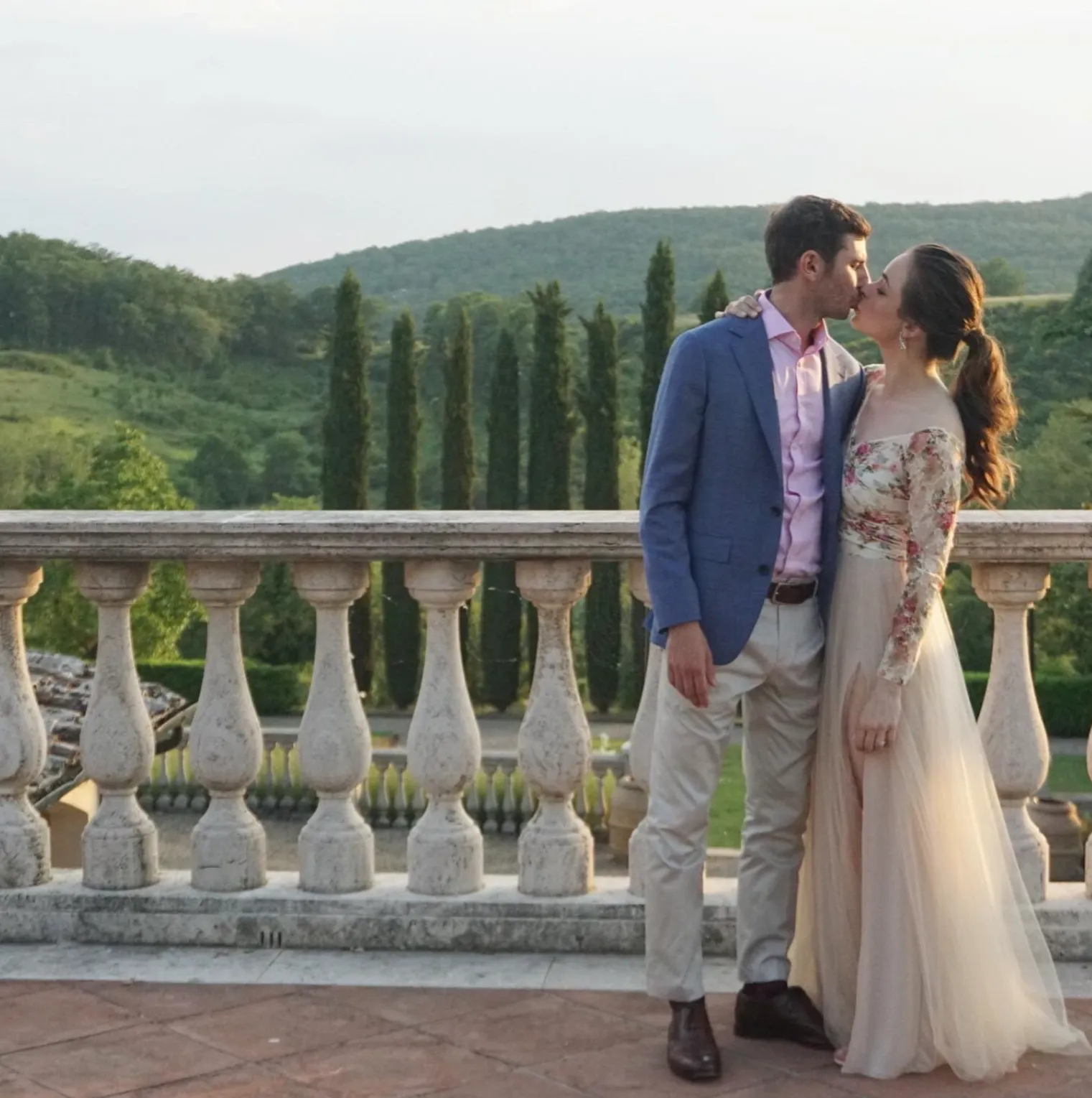 Off-Shoulder Floral And Champagne Tulle Dress  #1176