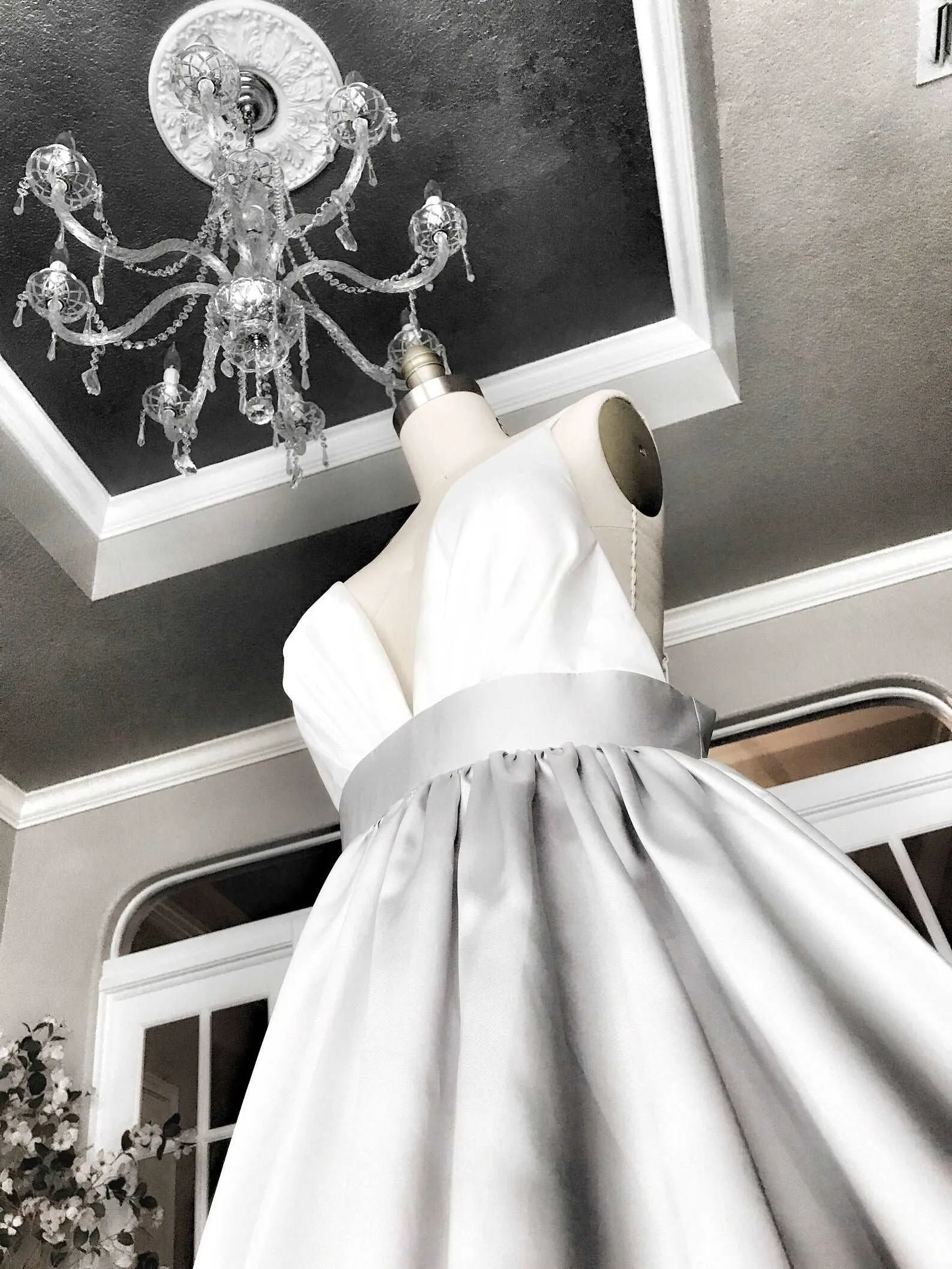 Open Back Straps Colored Satin Mikado A-Line Wedding Dress | Lex