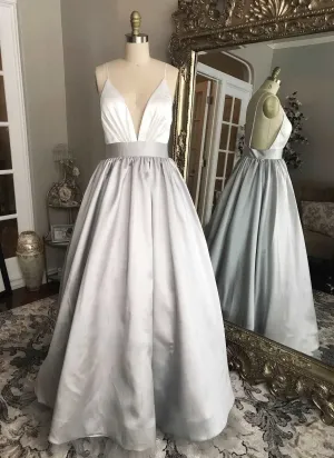 Open Back Straps Colored Satin Mikado A-Line Wedding Dress | Lex