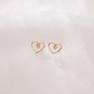 Open Heart Stud Earrings