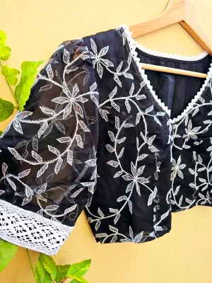 Organza Blouse with floral thread-work