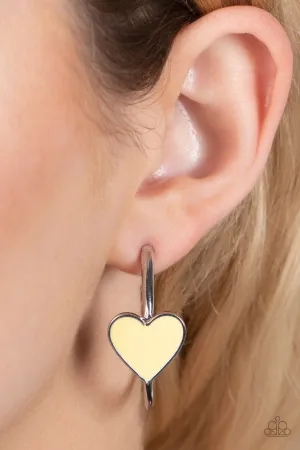 Paparazzi Kiss Up - Yellow Heart Hoop Earrings