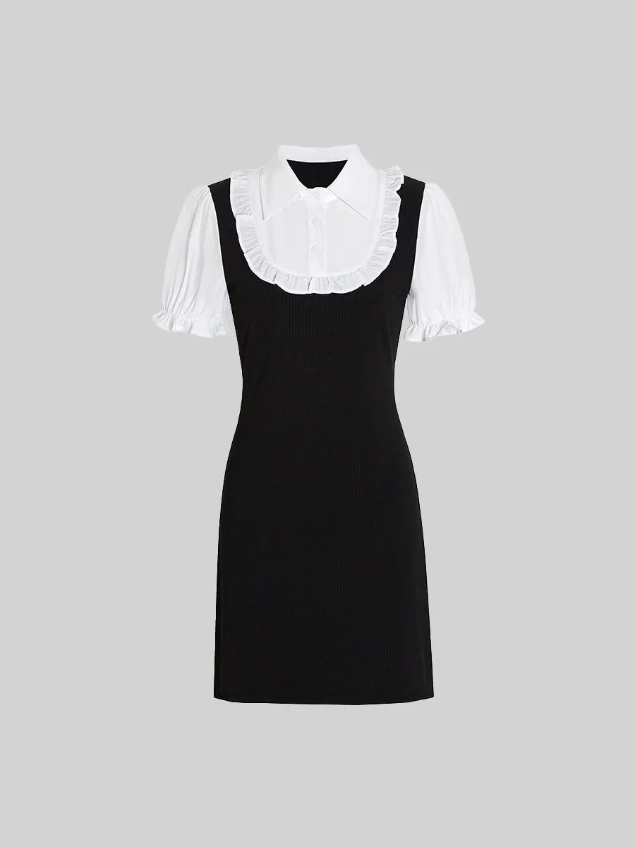 Patchwork Shirt Knit Dress