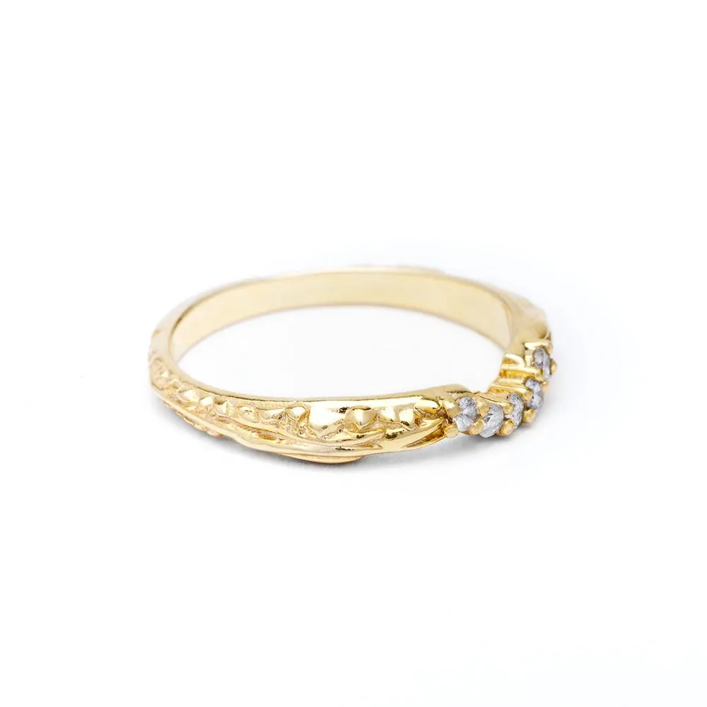 PAVE MATRIX CONTOUR WEDDING BAND | 14K GOLD & DIAMOND