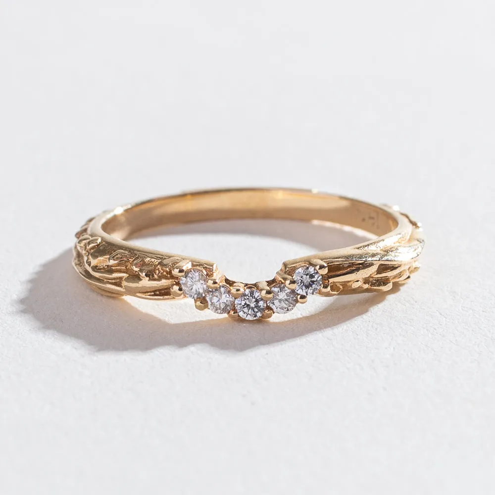 PAVE MATRIX CONTOUR WEDDING BAND | 14K GOLD & DIAMOND