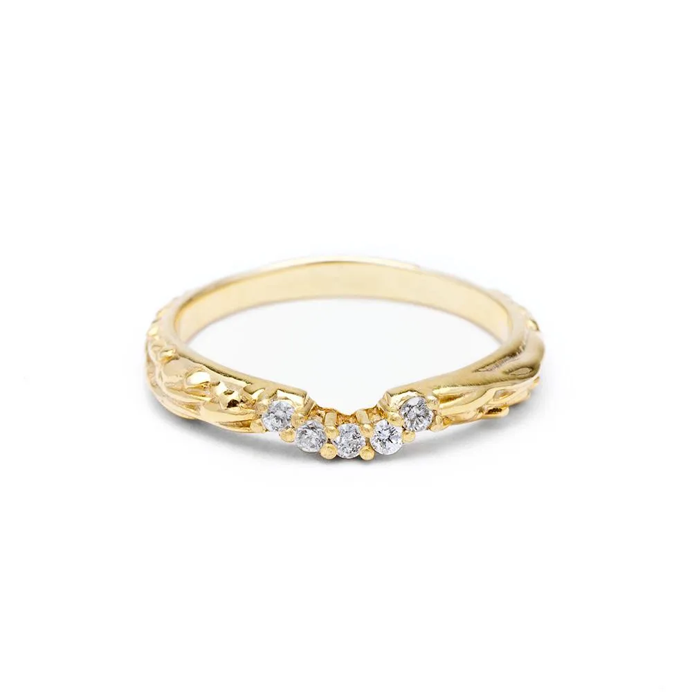 PAVE MATRIX CONTOUR WEDDING BAND | 14K GOLD & DIAMOND