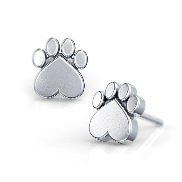 Paw Print Puppy Stud Earrings