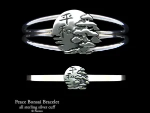 Peace Bonsai Cuff Bracelet Sterling Silver