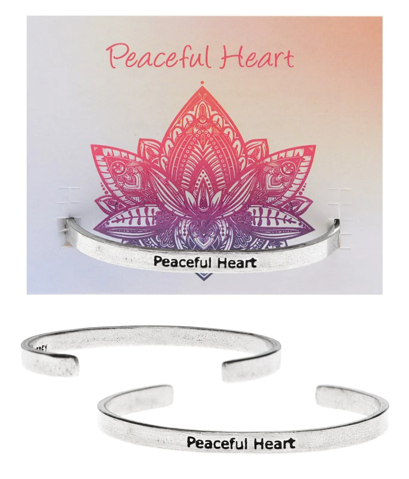 Peaceful Heart Quotable Cuff Bracelet