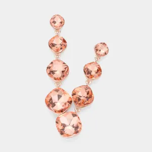 Peach Round Stone Link Drop Pageant Earrings  | Prom Earrings | 622250