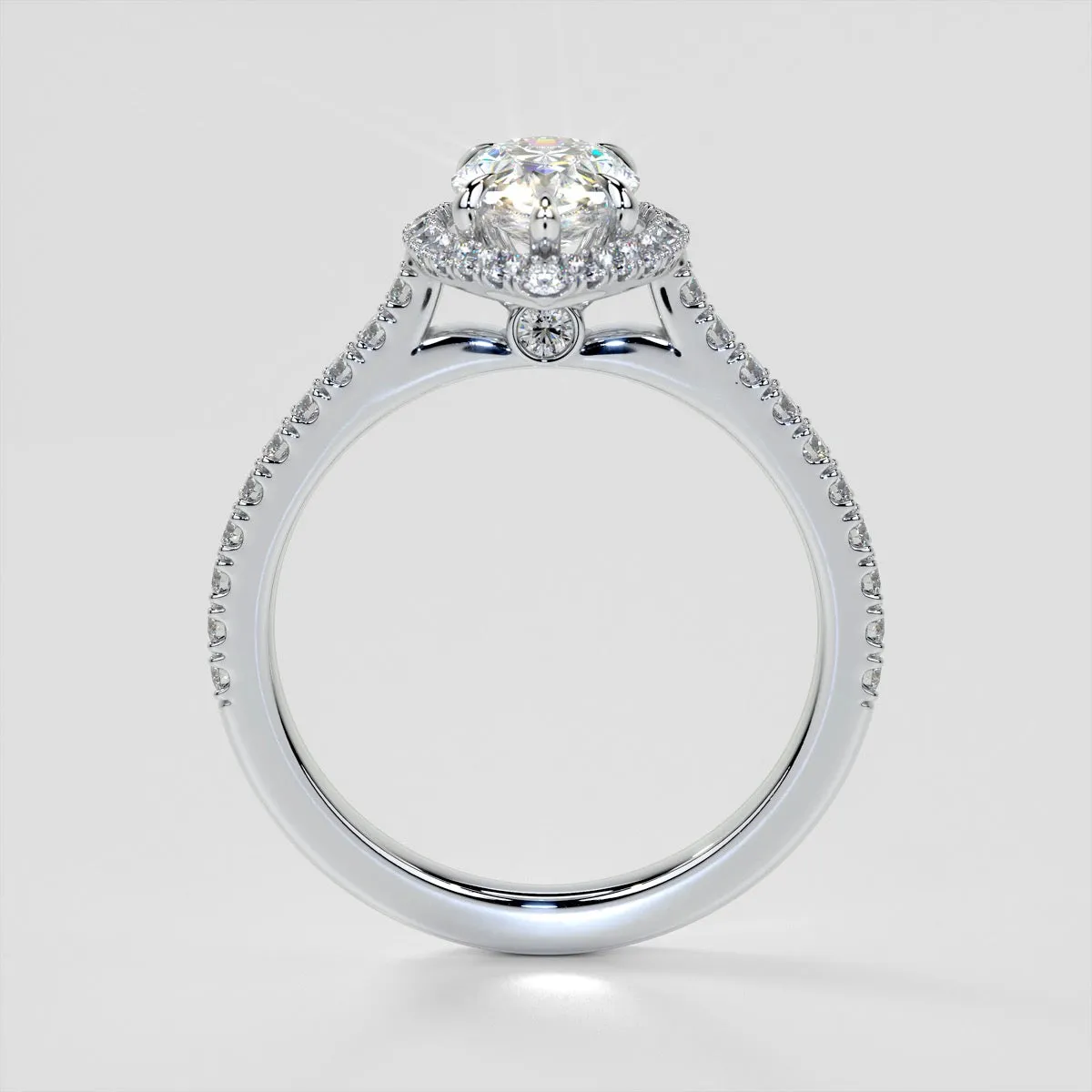 Pear Cut Halo Wedding Set With Accents