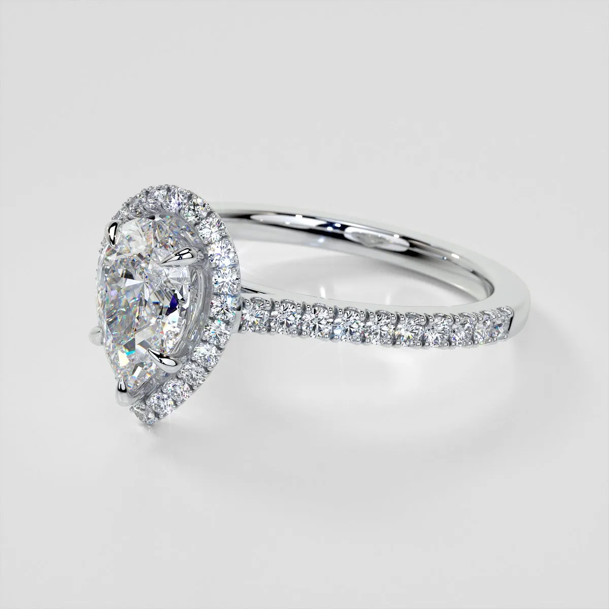 Pear Cut Halo Wedding Set With Accents