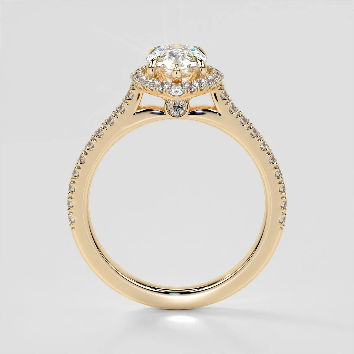 Pear Cut Halo Wedding Set With Accents