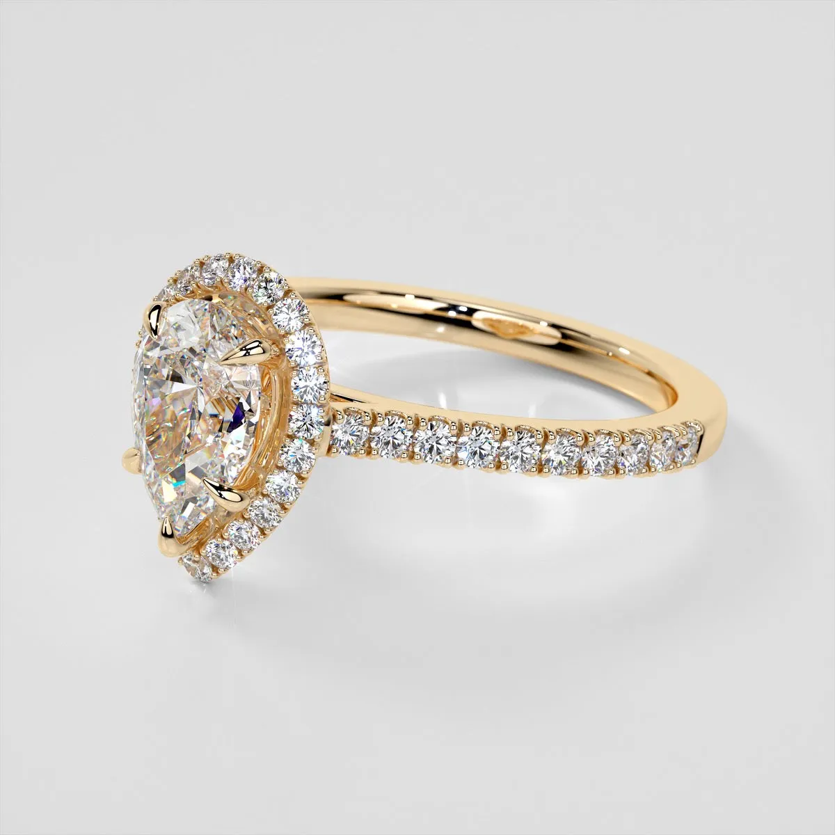 Pear Cut Halo Wedding Set With Accents