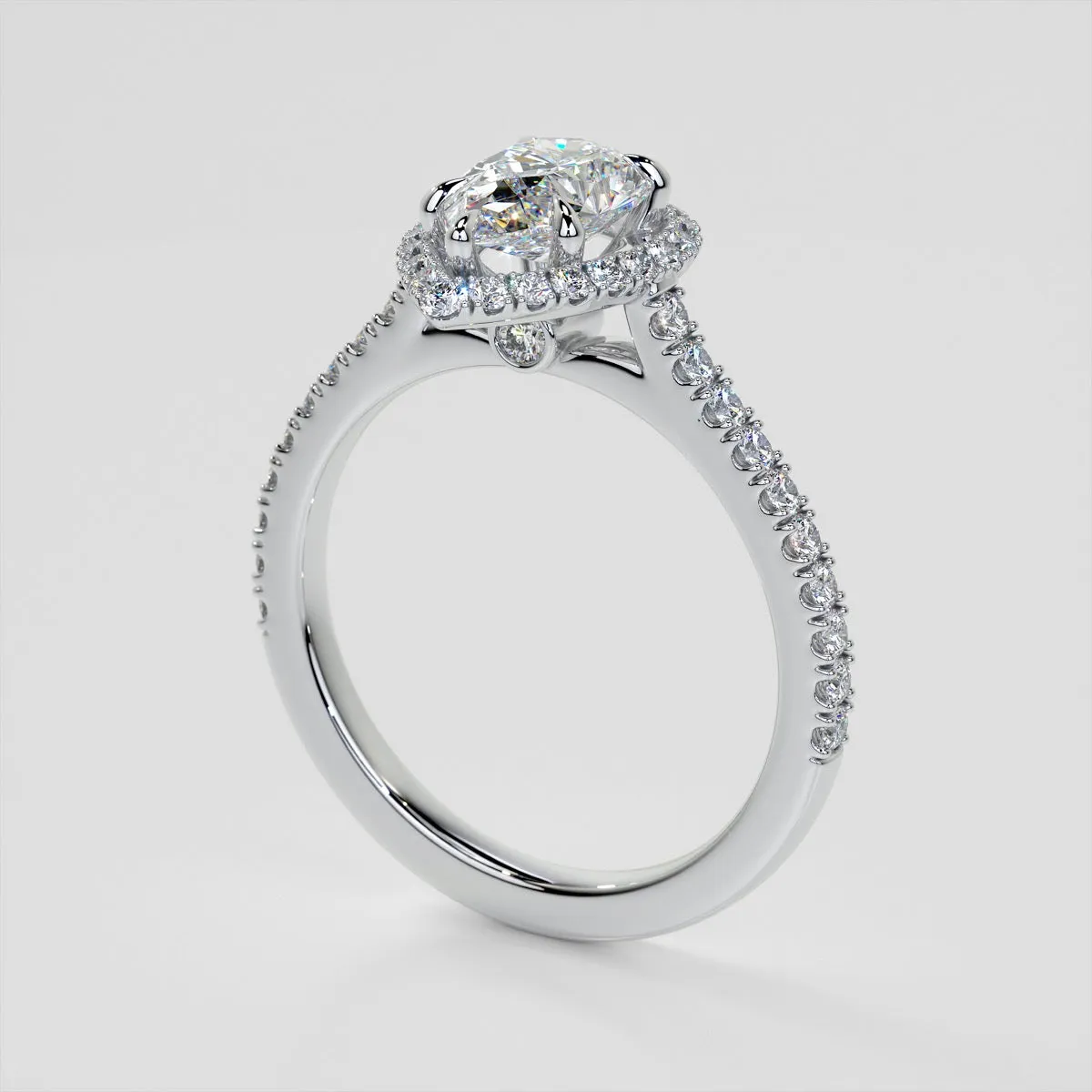 Pear Cut Halo Wedding Set With Accents