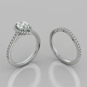 Pear Cut Halo Wedding Set With Accents