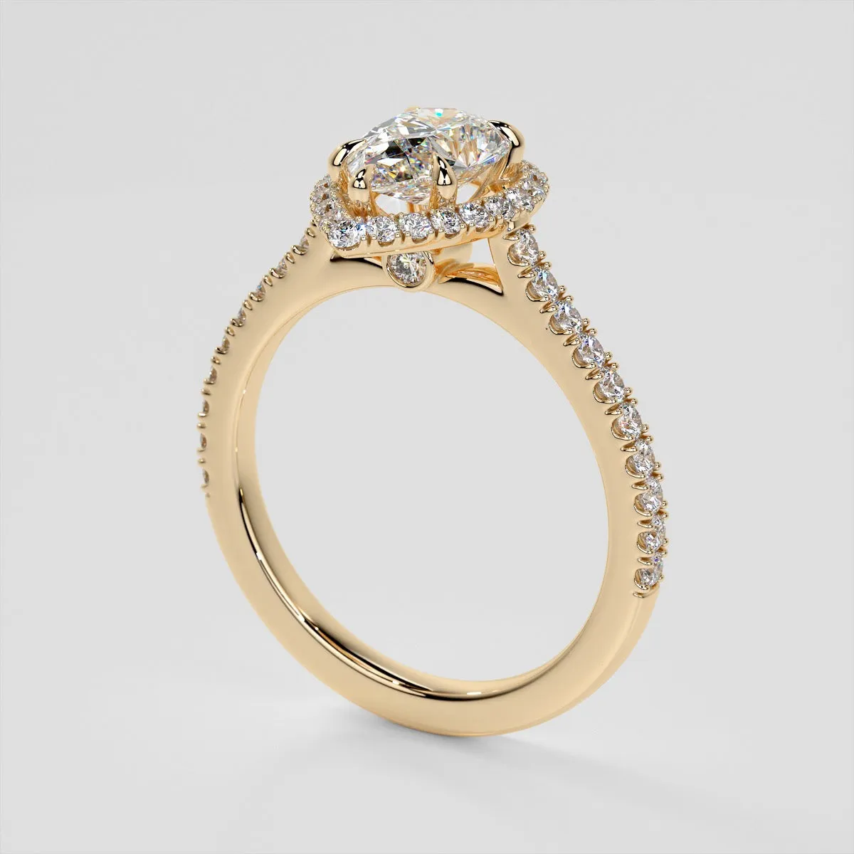 Pear Cut Halo Wedding Set With Accents