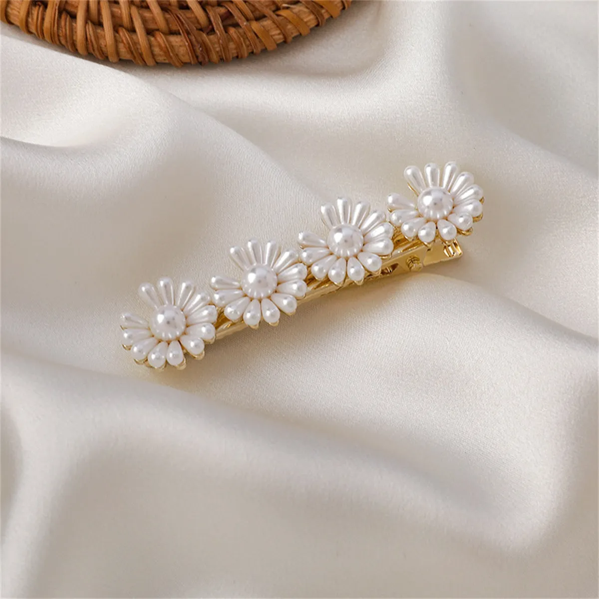 Pearl & 18K Gold-Plated Flower Hair Clip