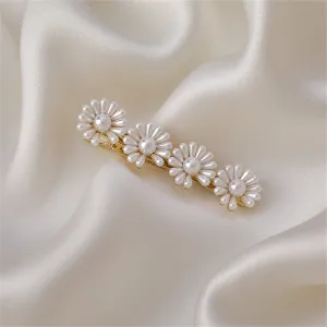 Pearl & 18K Gold-Plated Flower Hair Clip
