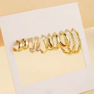 Pearl & 18K Gold-Plated Twisted Hoop Earrings Set