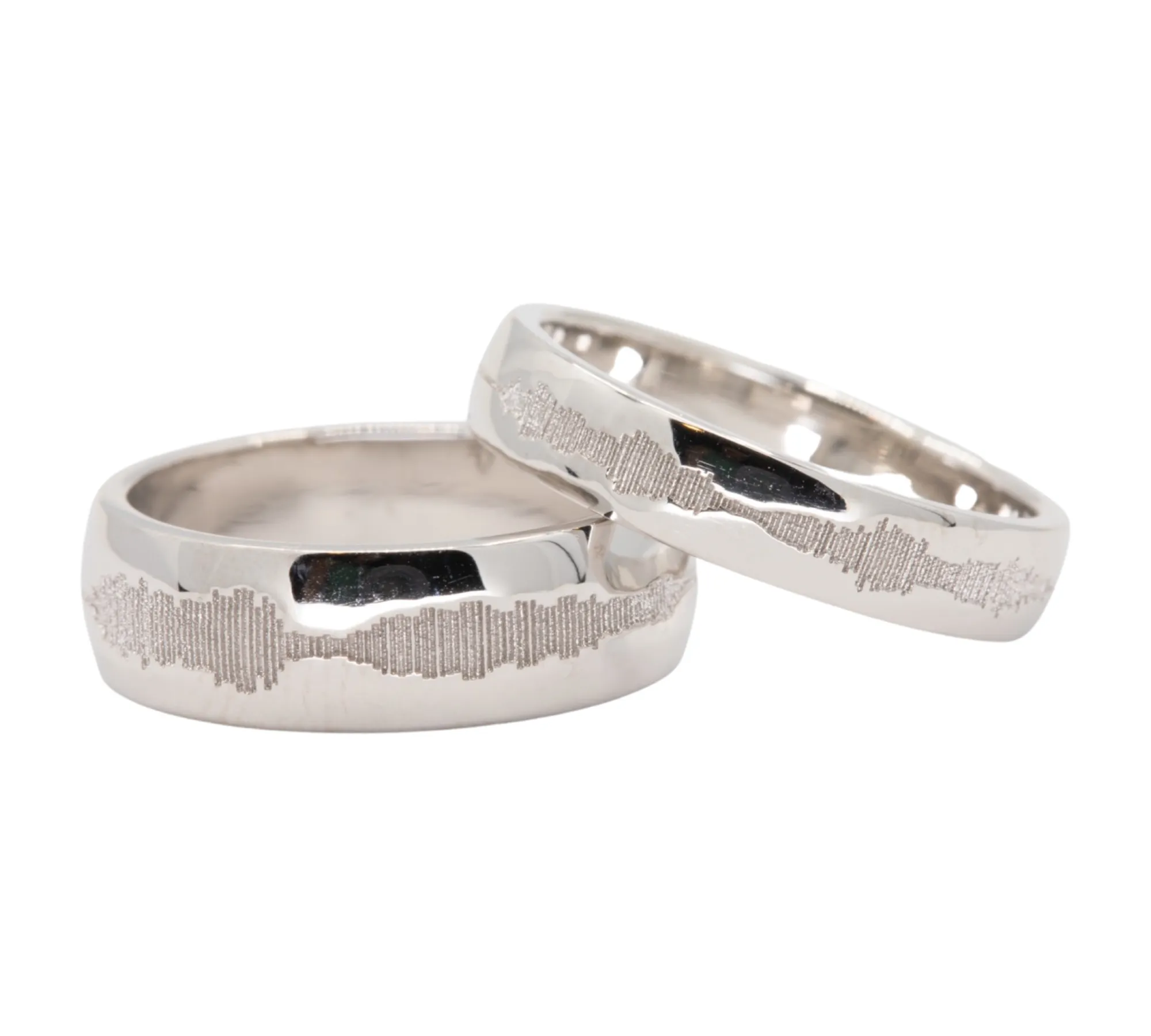 Personalized Sound Wave Wedding Rings for Couples