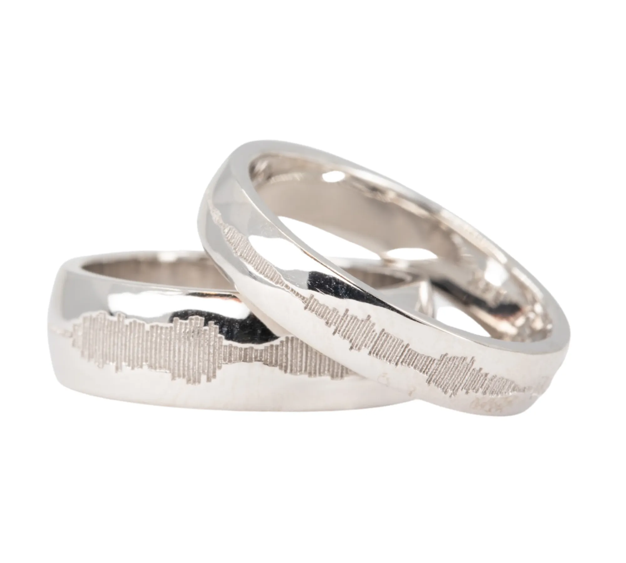 Personalized Sound Wave Wedding Rings for Couples