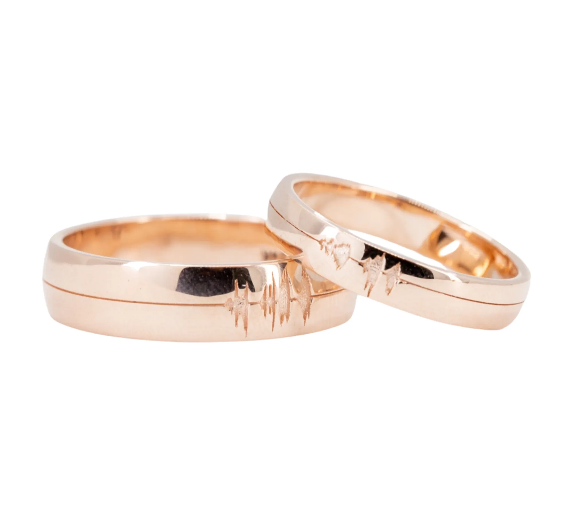 Personalized Sound Wave Wedding Rings for Couples