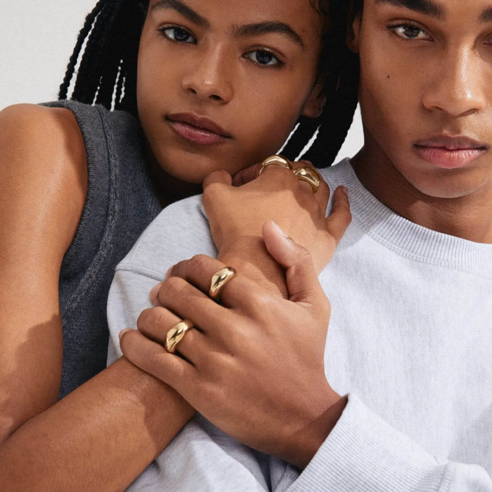 Pilgrim Light Gold Chunky Stacking Rings