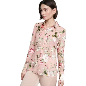 Pink Burnt silk long sleeve blouse