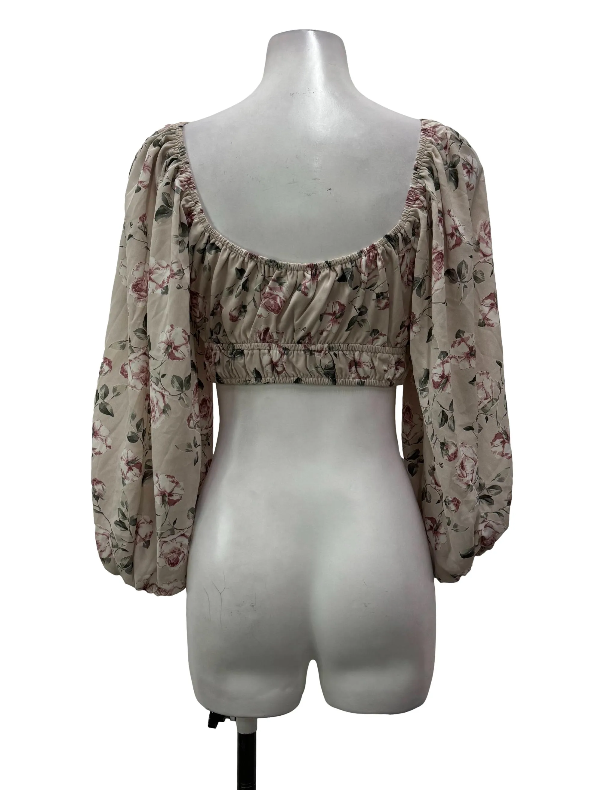 Pink Floral Long Sleeves Blouse