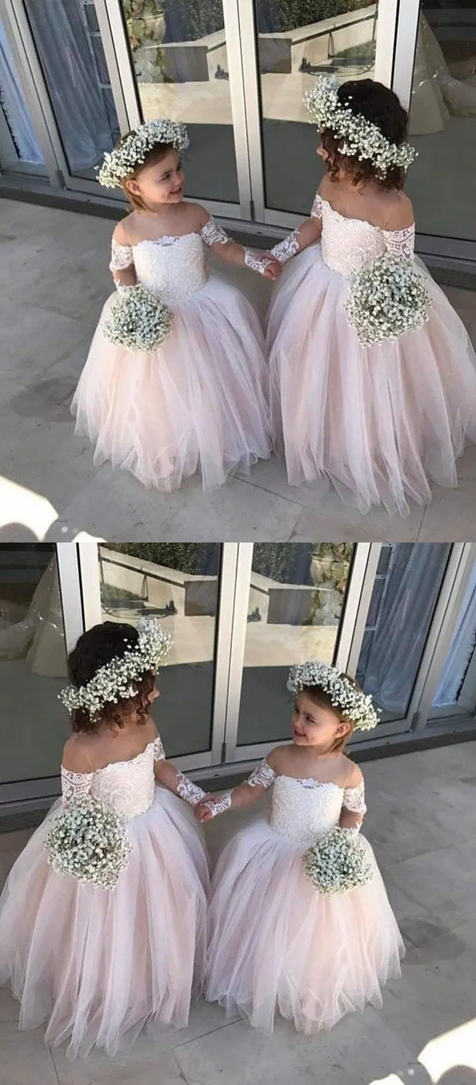 Pink Off-the-Shoulder Lace Flower Girl Dresses ,Cheap Toddler Flower Girl Dresses,FGY0201