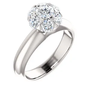 Platinum 1 CTW Diamond Cluster Engagement Ring